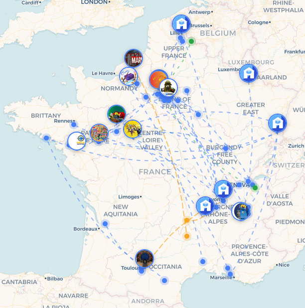Carte des locations actives
